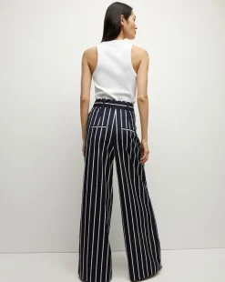 Maliyah Striped Wide-Leg Pant in Navy/White