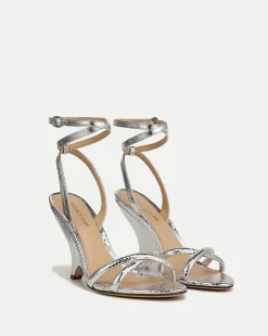 Manuela Sculpted Wedge Metallic Leather Sandal