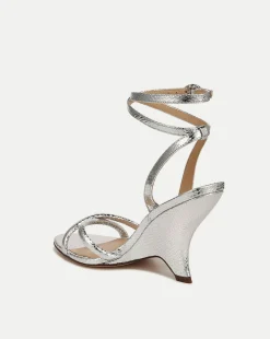 Manuela Sculpted Wedge Metallic Leather Sandal