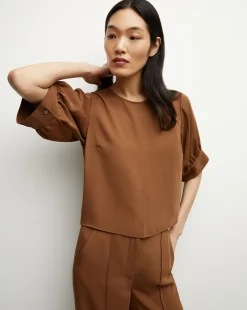 Margaret Matte Crepe Top in Deep Ochre