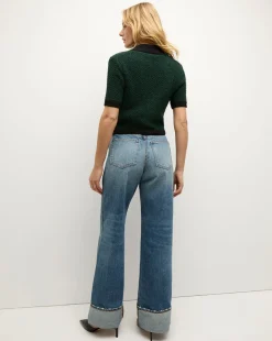 Marie Tweed Cardigan in Dark Green & Black