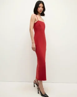 Mavis Maxi Slip Dress in Crimson Red
