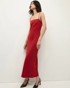 Mavis Maxi Slip Dress in Crimson Red