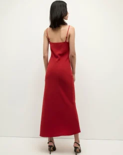 Mavis Maxi Slip Dress in Crimson Red