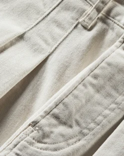 Mia Ecru Mid-Rise, Pleated Wide-Leg Jean