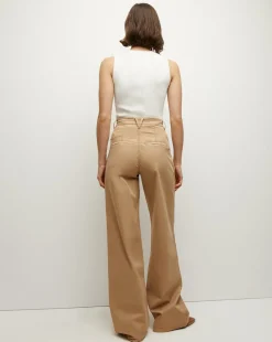 Mia Wide-Leg Pleated Pant in Khaki