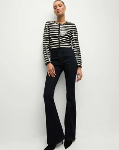 Mickey Sequin Cropped Jacket in Black/White