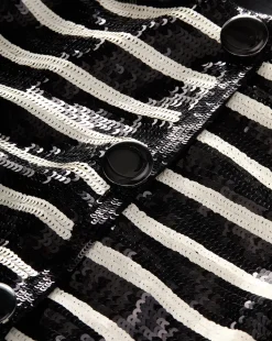 Mickey Sequin Cropped Jacket in Black/White