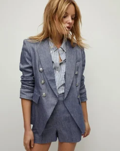 Miller Linen Dickey Jacket in Blue Melange