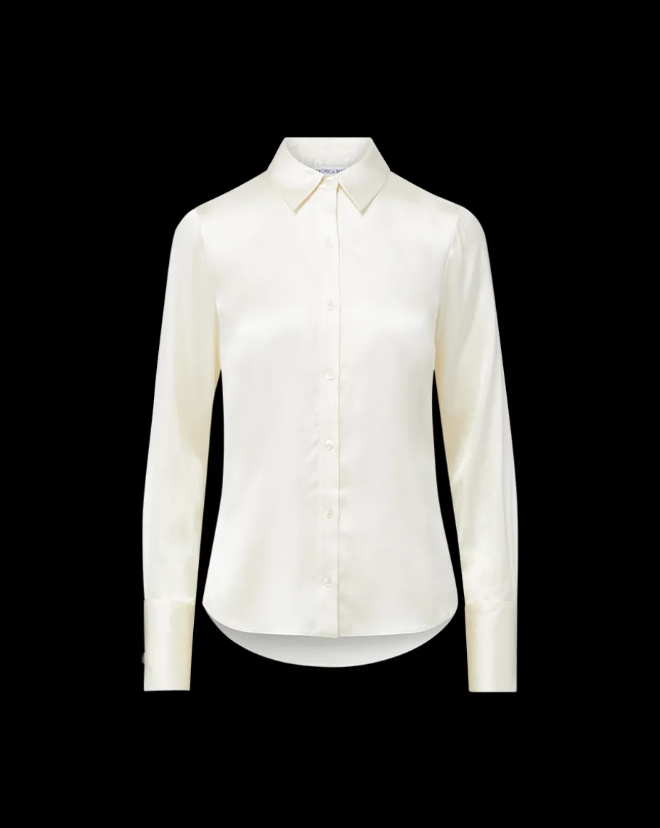 Monique Silk Button-Down Shirt in Ivory