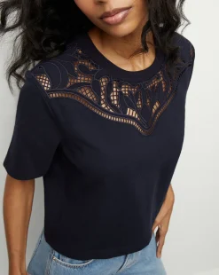 Monty Cotton Cropped Tee in Navy