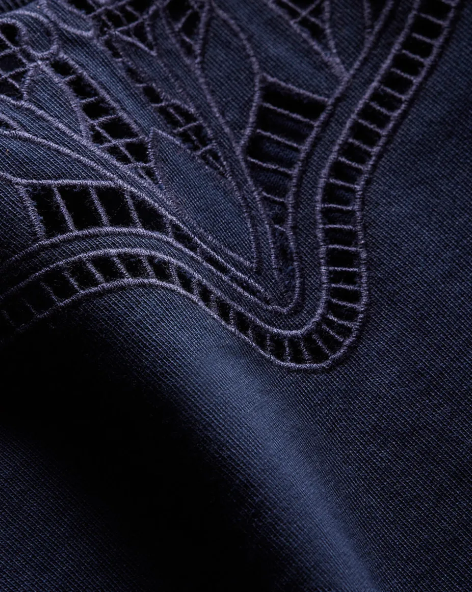 Monty Cotton Cropped Tee in Navy