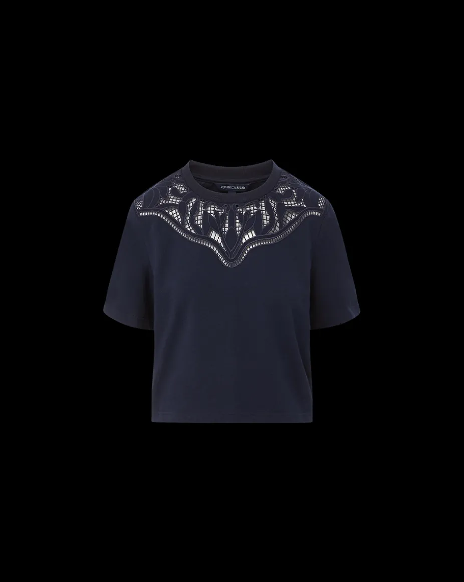 Monty Cotton Cropped Tee in Navy