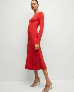 Nami Long Sleeve Sweater Dress in Red