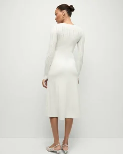 Nami Long Sleeve Sweater Dress in White