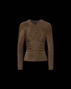 Neeta Ruched Long Sleeve Top in Gold
