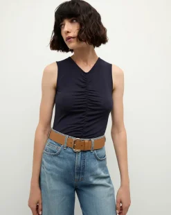 Neeta Sleeveless Top in Navy
