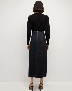 Nelia Cashmere Pullover | Button Accent in Black