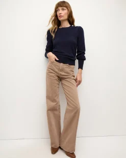 Nelia Cashmere Pullover | Button Accent in Navy