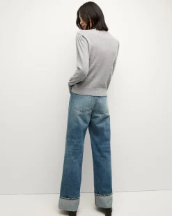 Nelia Cashmere Pullover Sweater in Heather Grey