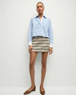 Ohemia Metallic Tweed Skirt in Blue/Ivory