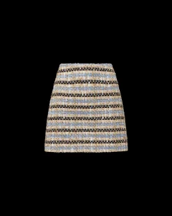 Ohemia Metallic Tweed Skirt in Blue/Ivory