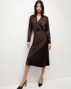 Otis Silk Dress in Dark Chocolate