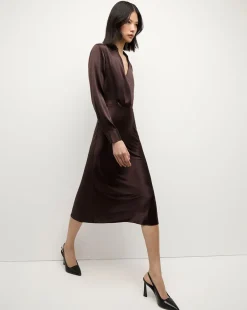 Otis Silk Dress in Dark Chocolate