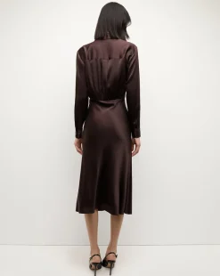 Otis Silk Dress in Dark Chocolate