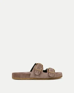 Paige Buckle Sandal in Taupe