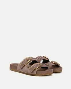 Paige Buckle Sandal in Taupe