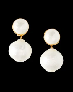 Pearl 2 Drop Earring | Clip Backing in White