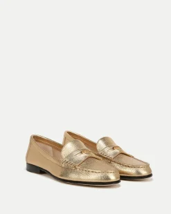 Penny Metallic Leather Loafer in Gold