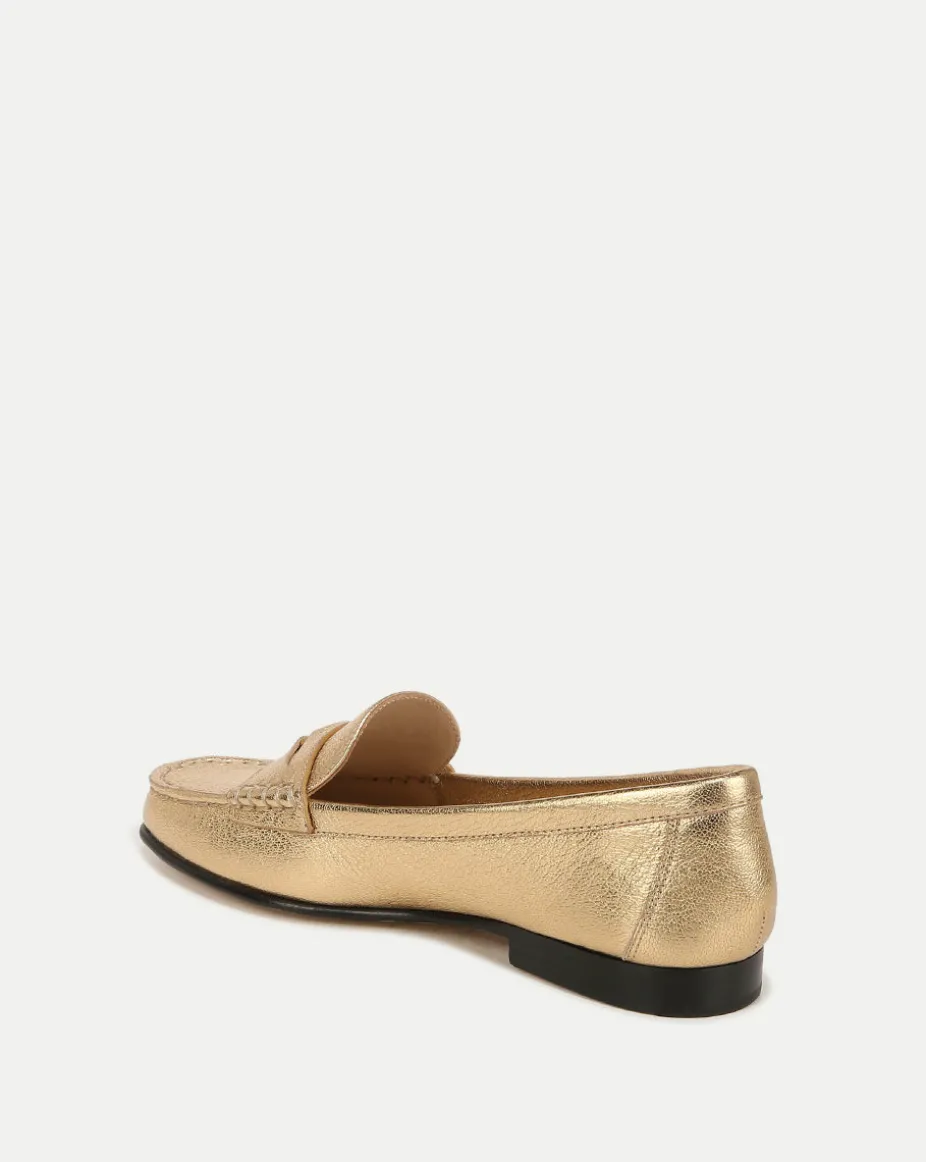 Penny Metallic Leather Loafer in Gold