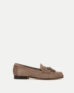 Penny Suede Tassel Loafer in Taupe