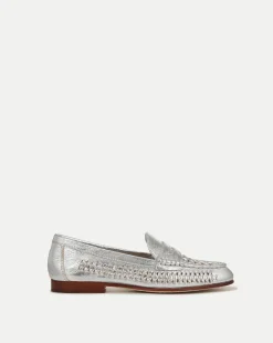 Penny Woven Metallic Leather Loafer