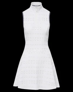 Performance Lace Dress in White/Navy