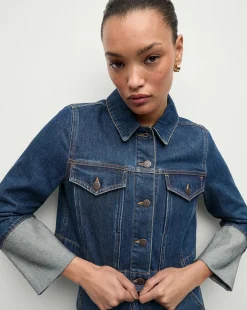 Phila Cropped Denim Jacket in Blue Denim