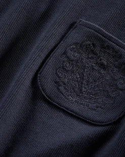 Pruitt Ribbed Tee | Logo Pocket in Navy