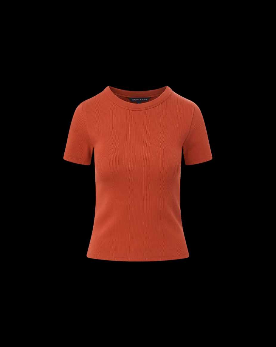 Pruitt Ribbed Tee in Brick Red