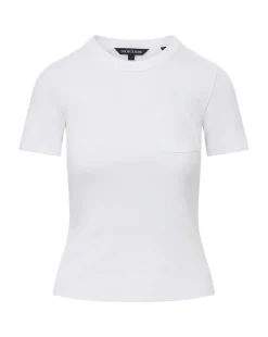 Pruitt White Ribbed Pocket Tee