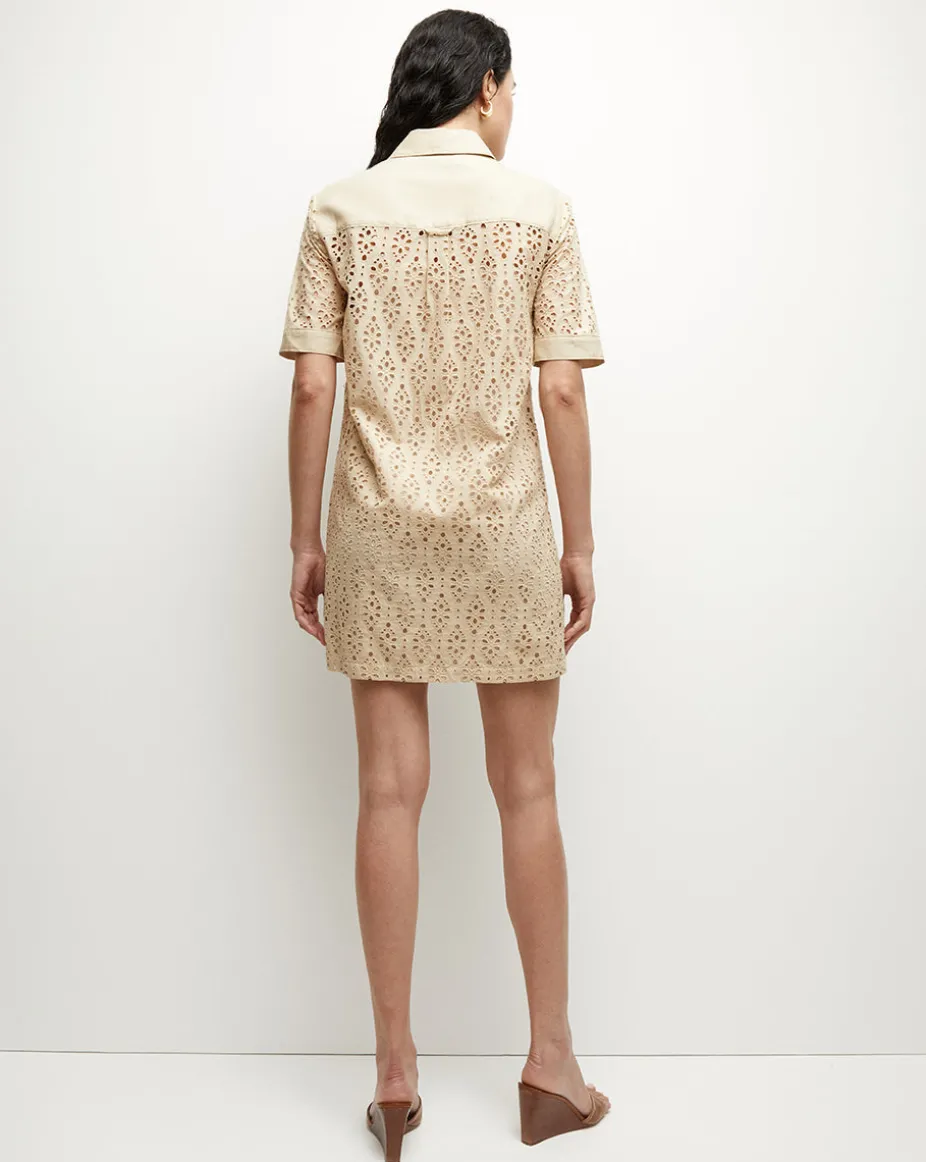 Rafaela Cotton Eyelet Shirtdress in Stone Khaki