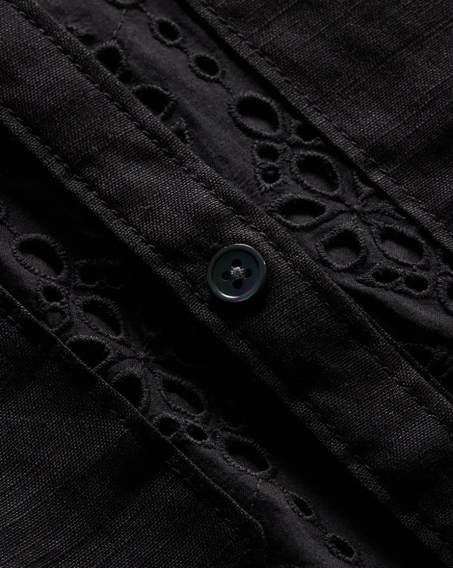 Rafaela Cotton Eyelet Shirtdress in Black