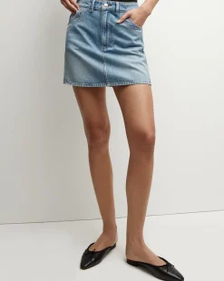 Raundi Double-Seam Denim Skirt in Nova
