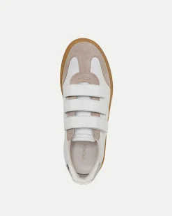 Reagan Velcro Sneakers in White & Silver