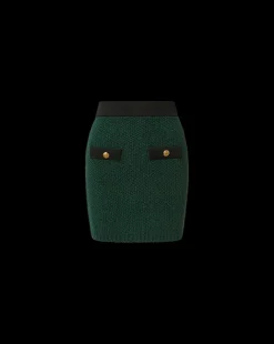 Rivka Tweed Skirt in Dark Green & Black