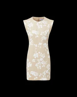 Rosedale Stretch-Linen Dress in Stone Khaki/Off-White