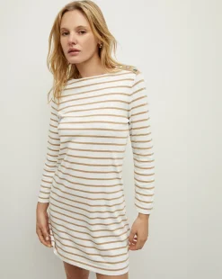 Ruta Striped Dress in Off-White/Khaki
