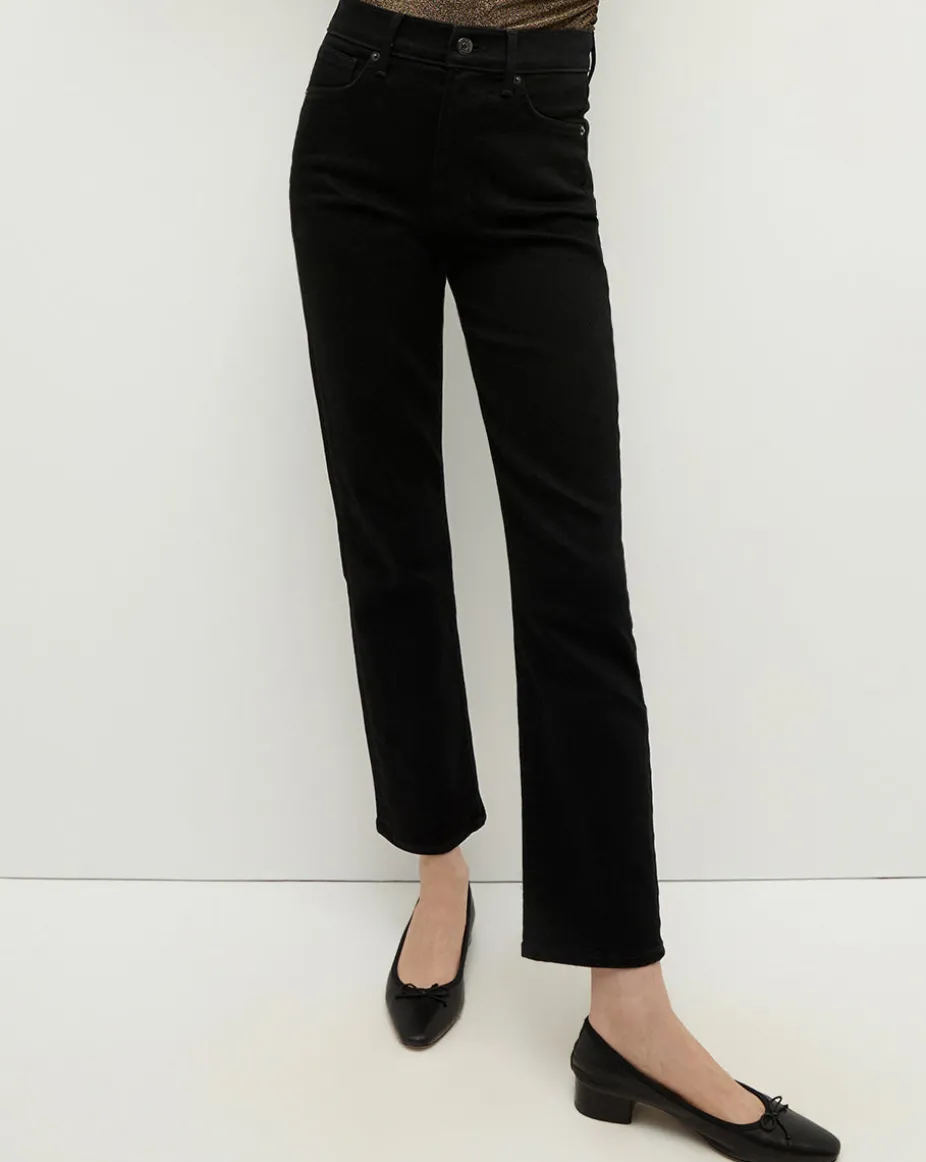 Ryleigh Black Wash High-Rise Straight-Leg Jean