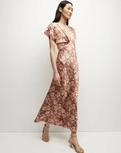 Seymour Stretch-Silk Dress in Deep Ochre Multi